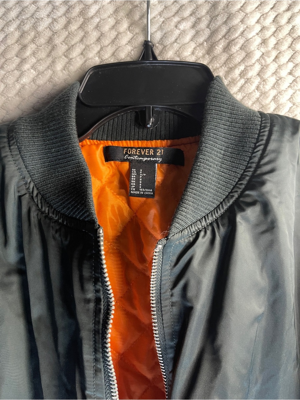 Forever 21 Black Bomber Jacket with Orange Lining